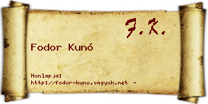 Fodor Kunó névjegykártya